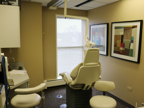 Dental chair by a window