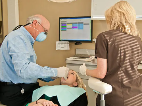 Patient undergoing dental exam
